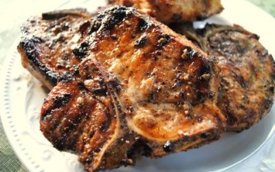 BEER BRINED GRILLED PORK CHOPS with Fiery Applesauce