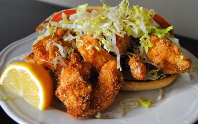 SHRIMP PO’ BOYS with Spicy Homemade Tartar Sauce
