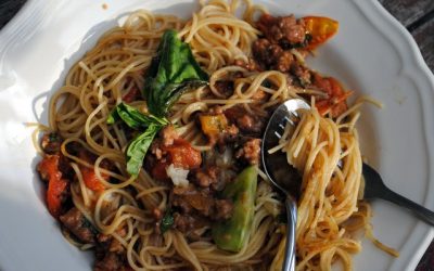 SIMPLE HEIRLOOM TOMATO BASIL CHICKEN PARM BOLOGNESE