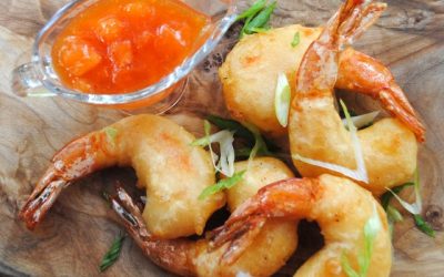 Camarón Rebosada with Mango Pineapple Sauce